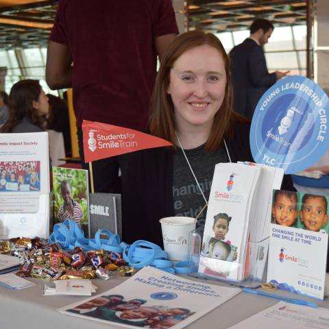A person from SmileTrain participating at the Career Expo