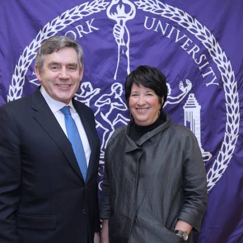 British Prime Minister Gordon Brown and Ellen Schall, Dean of NYU Wagner
