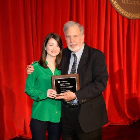 Meghan Haenn with NYU President John Sexton