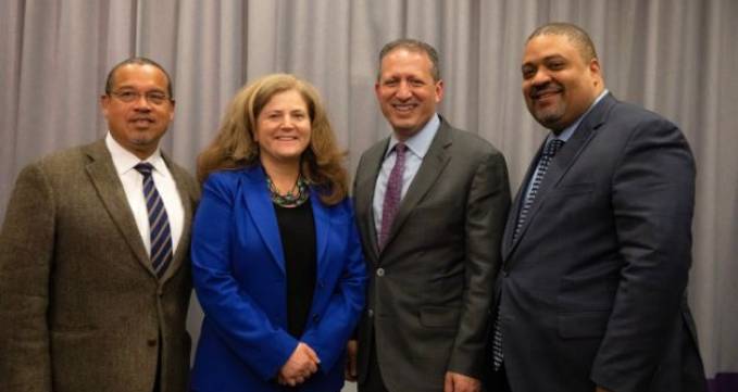 Keith Ellison, Terri Gerstein, Brad Lander, and Alvin Bragg Jr.
